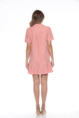 Textured Short-Sleeve Shirt Dress - CARINE