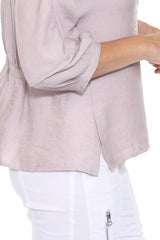 Ornate Button Collared Linen Blouse - CARINE