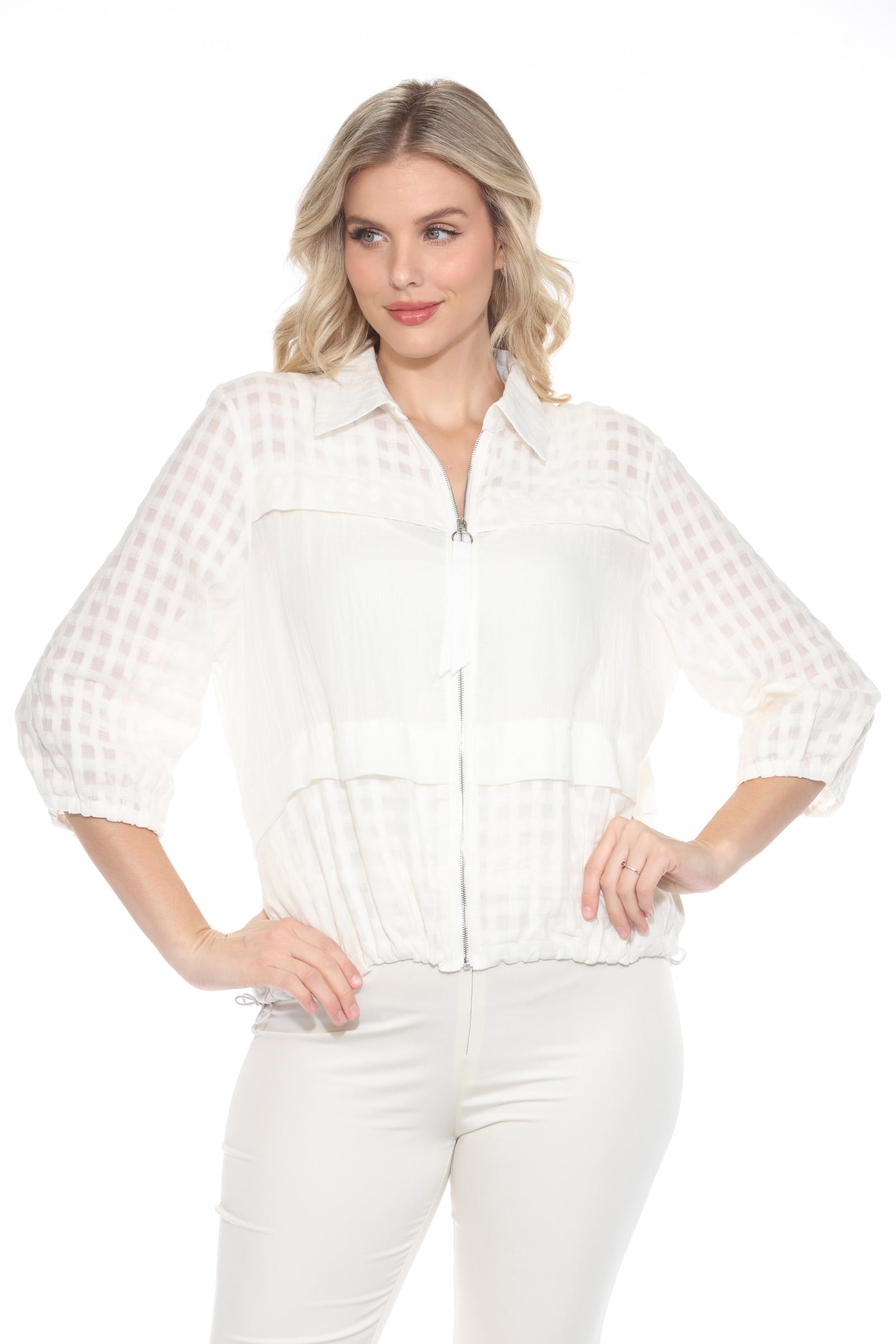 Front Panel Jacket Sheer Panel Zip Front Jacket – CARINE