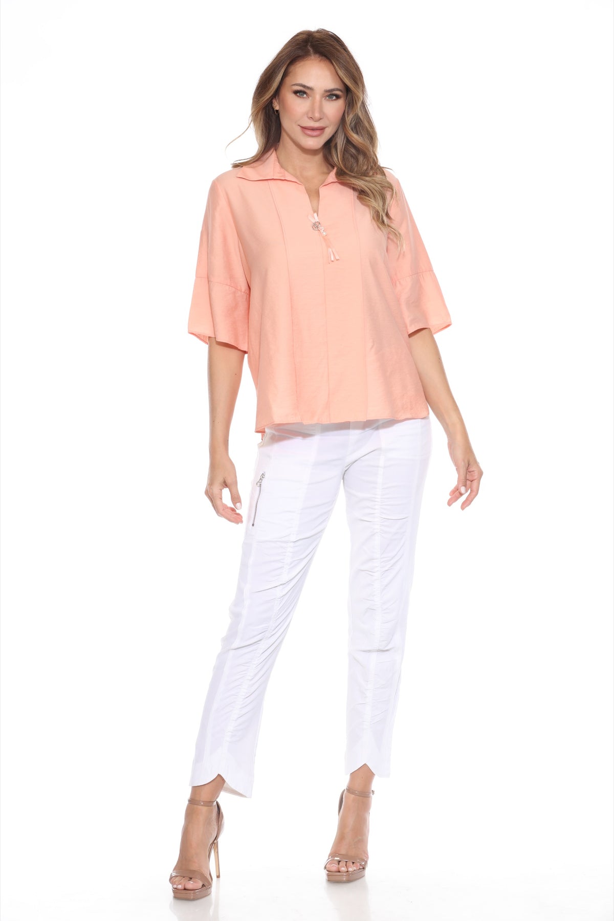 Ornament Collared Tencel Blouse - CARINE