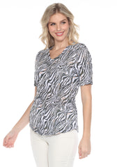 S/S V-Neck Top - Rustic Stripes