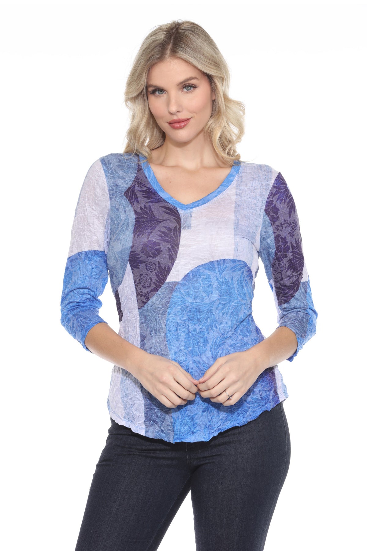 V-Neck Top - Sapphire Veil - CARINE