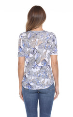 S/S V-Neck Top - Ocean Whisper - CARINE