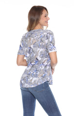 S/S V-Neck Top - Ocean Whisper - CARINE