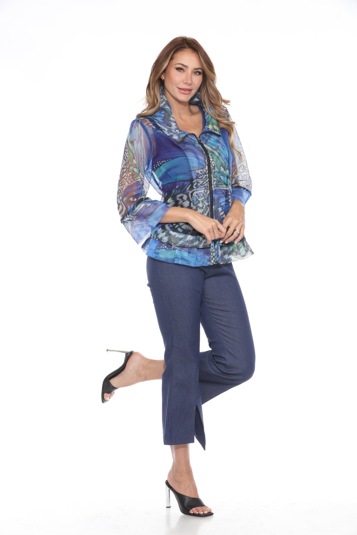 Mesh Zip Jacket - Sapphire Flutter - CARINE