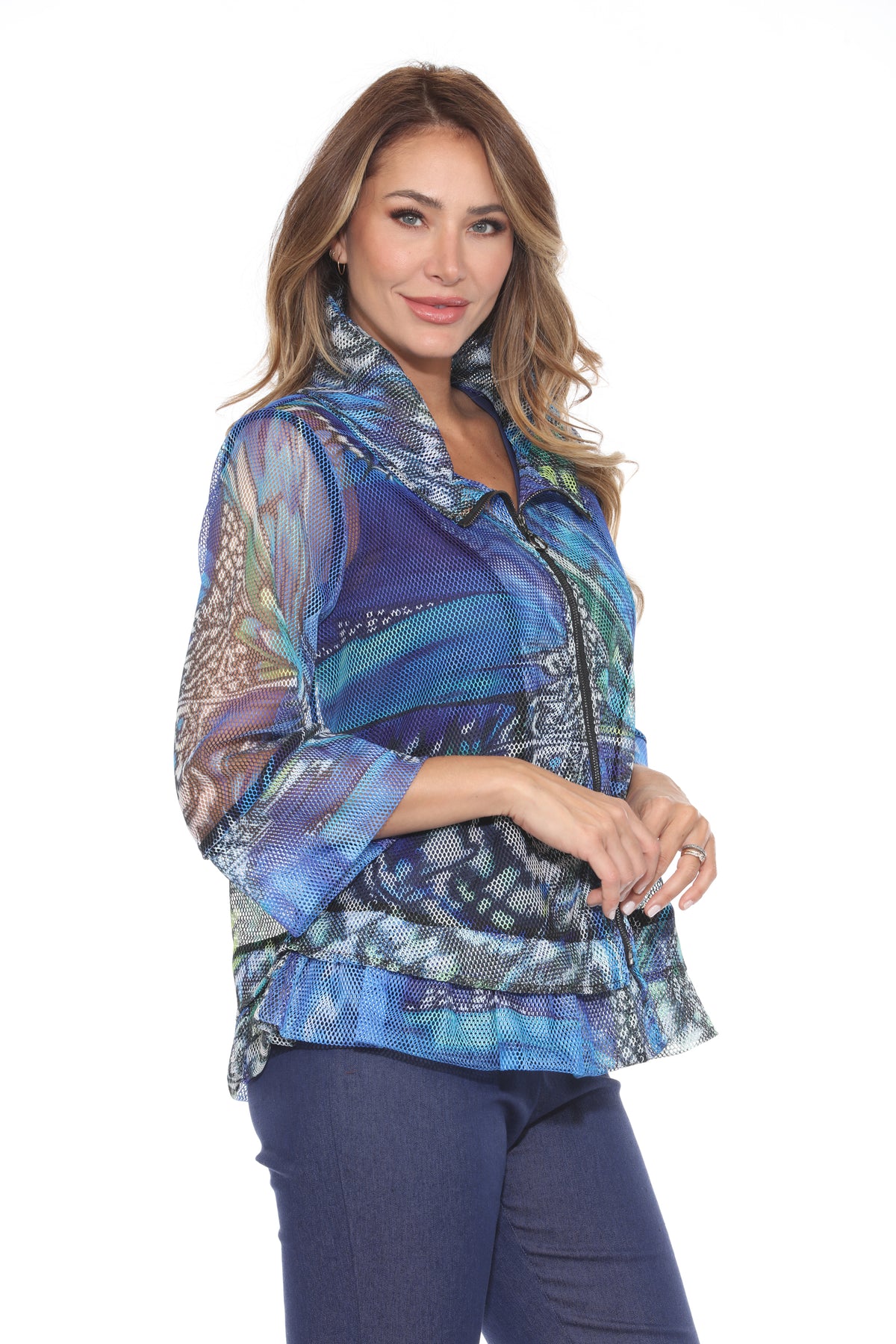 Mesh Zip Jacket - Sapphire Flutter - CARINE