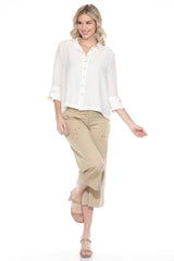 Linen Blend Collared Blouse - CARINE