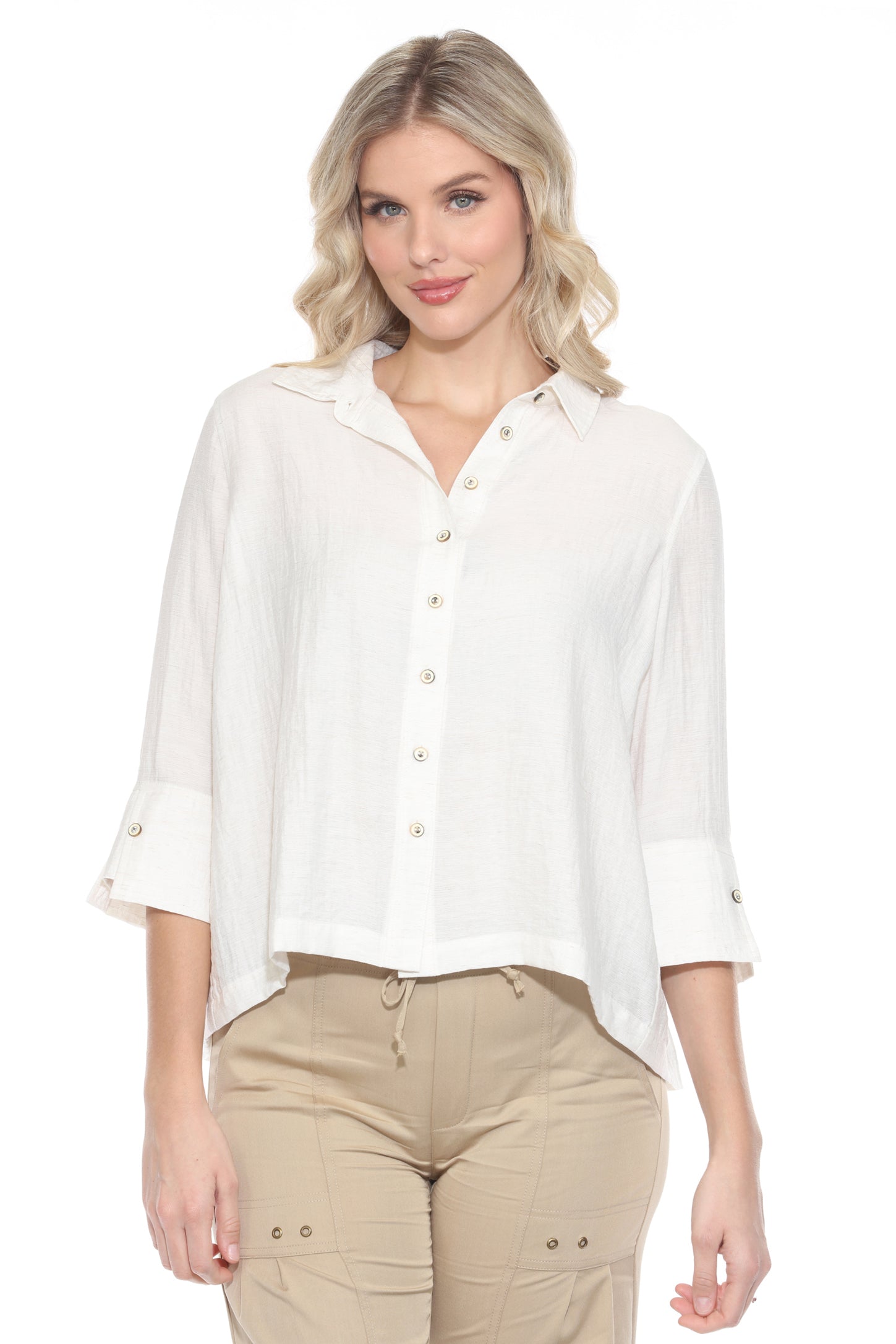 Linen Blend Collared Blouse - CARINE