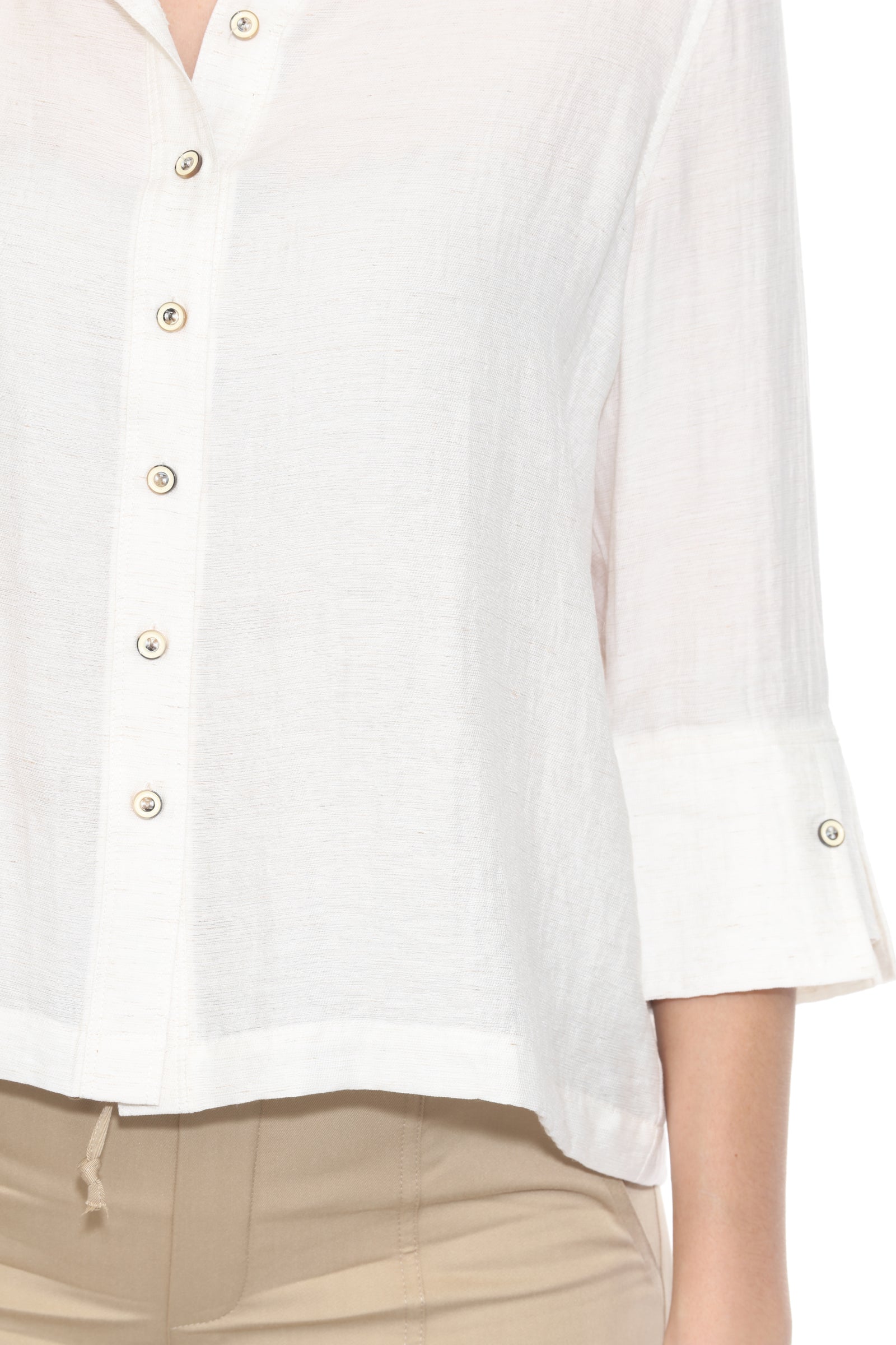 Linen Blend Collared Blouse