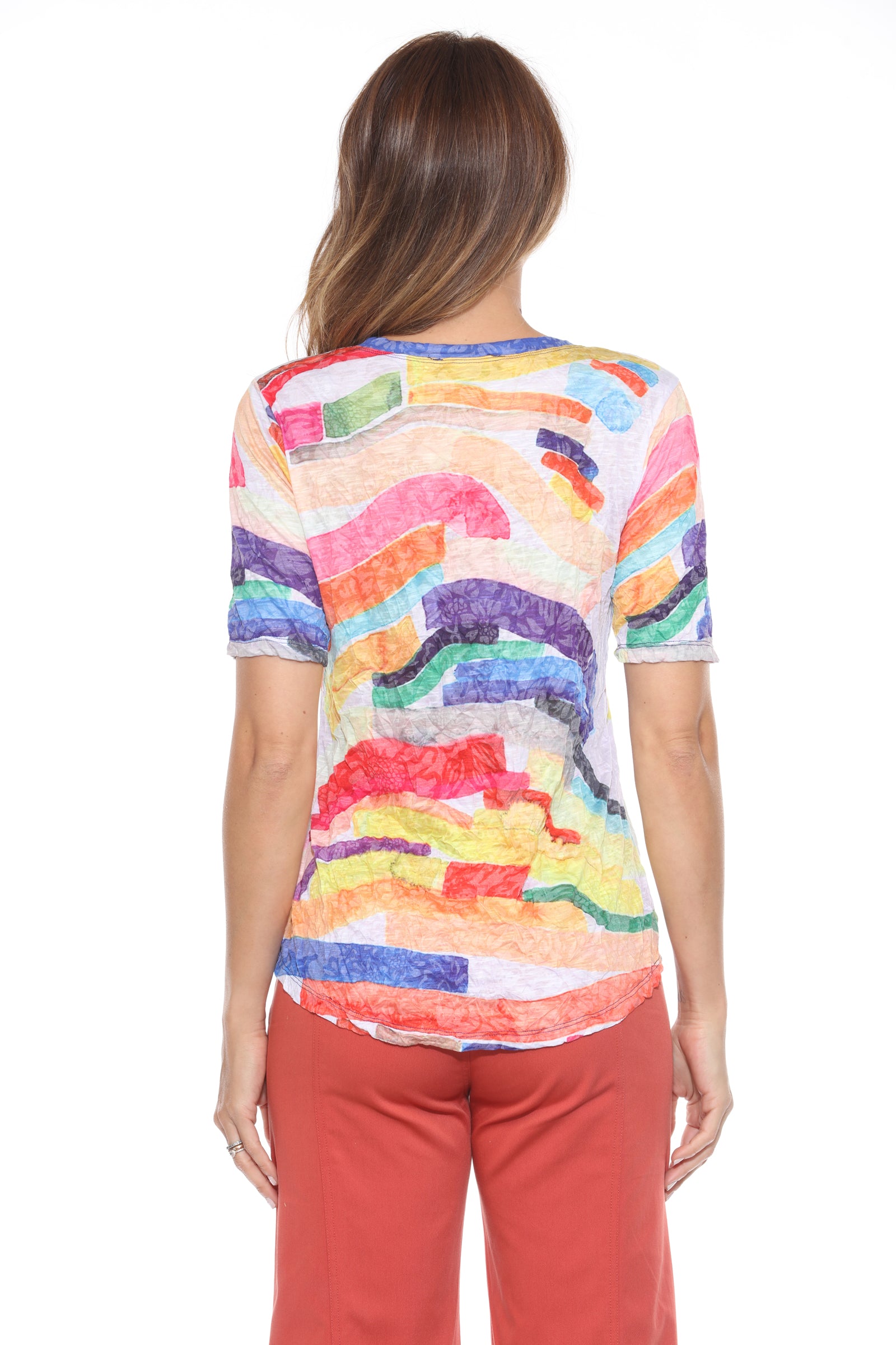 S/S V-Neck Top - Festive Dash
