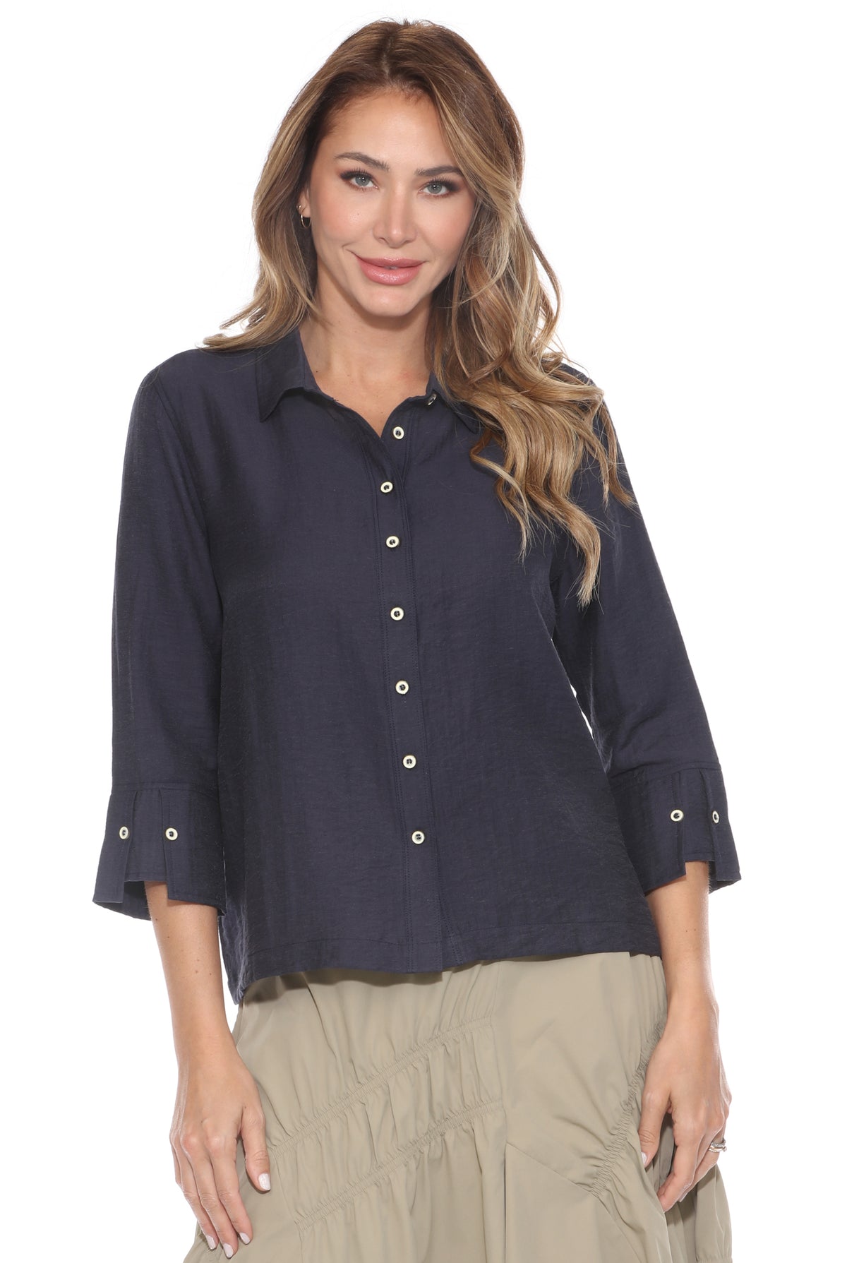 Linen Blend Collared Blouse - CARINE