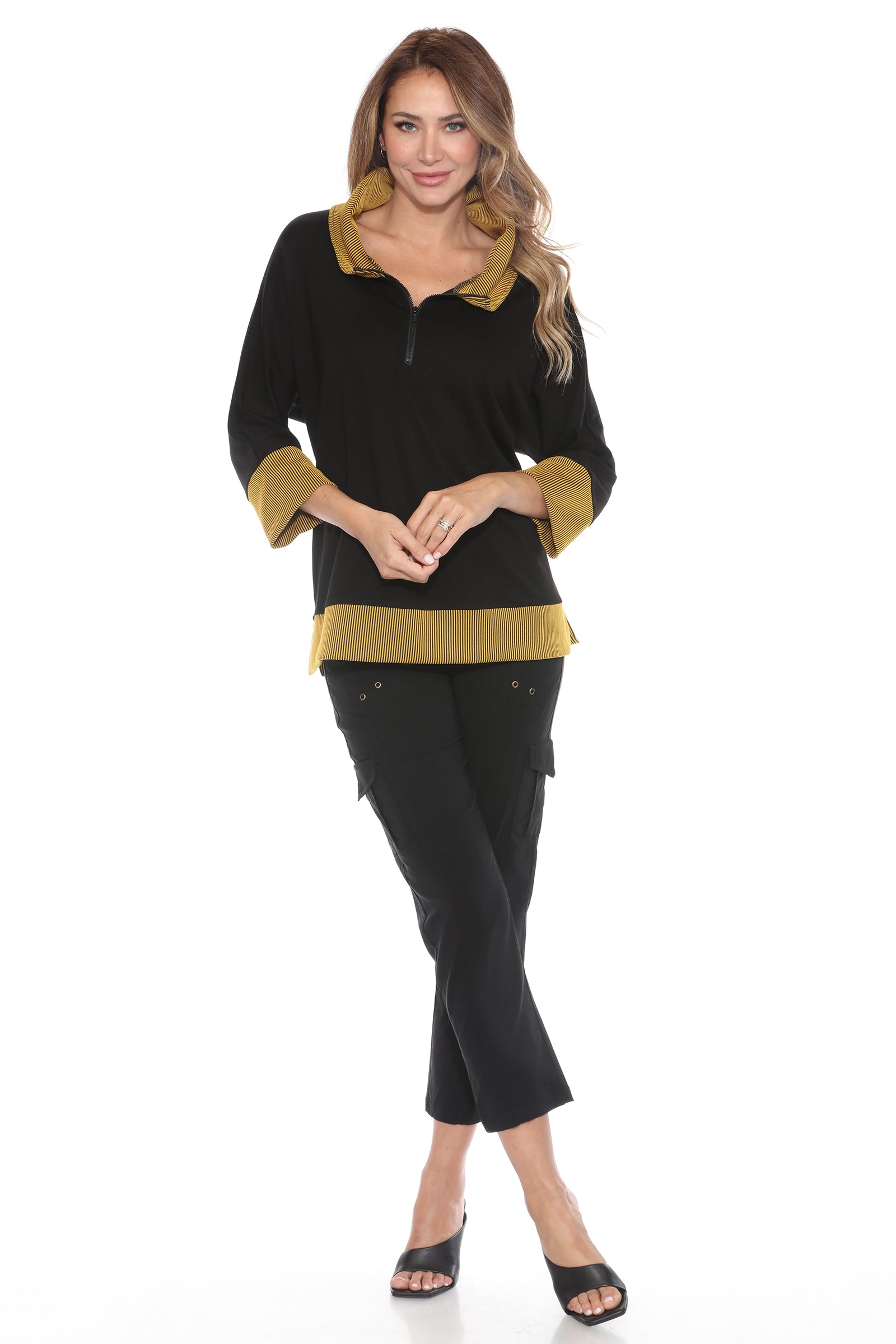 Rib Trim Swing Zip Pullover