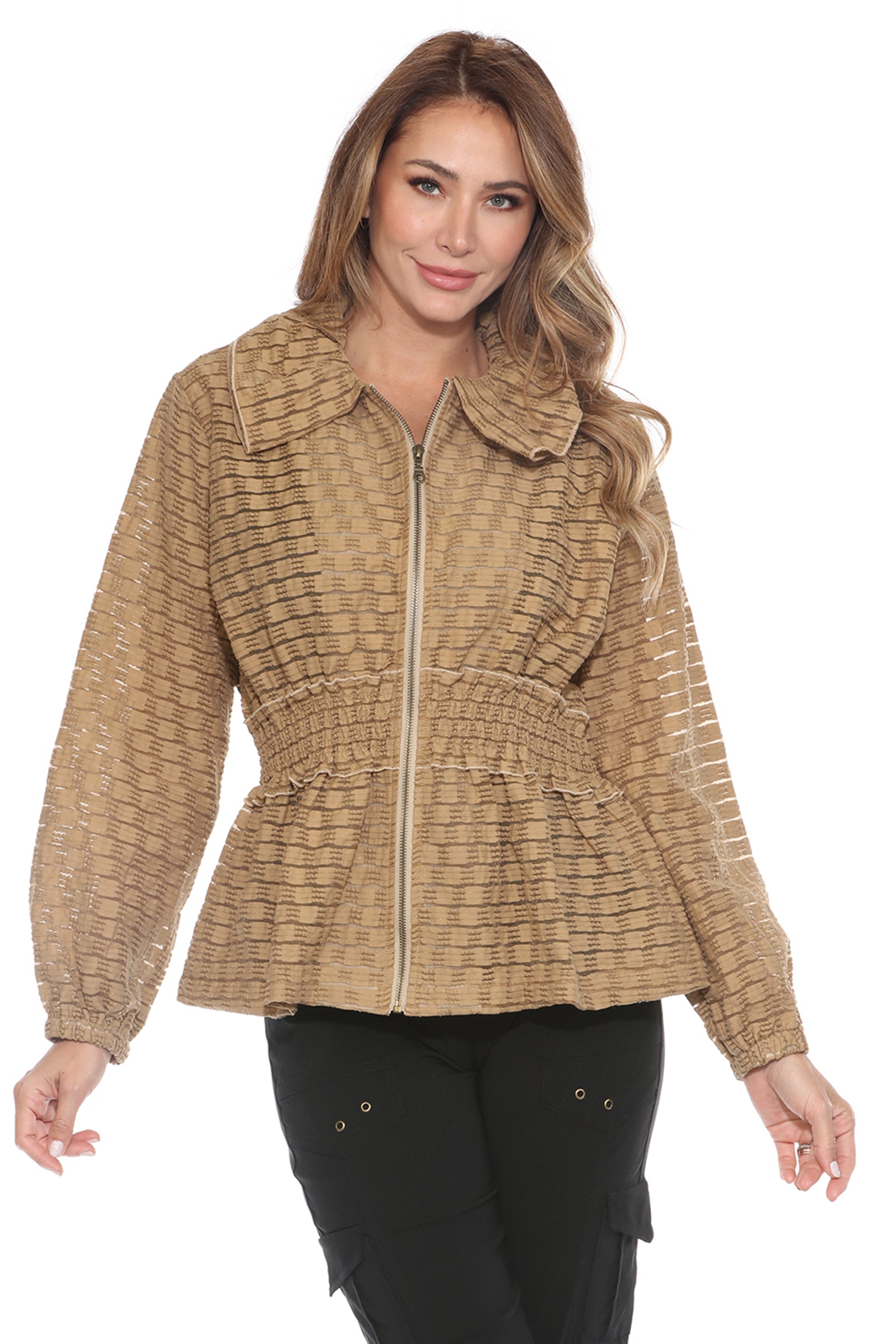 Sheer Textured Zip Jacket