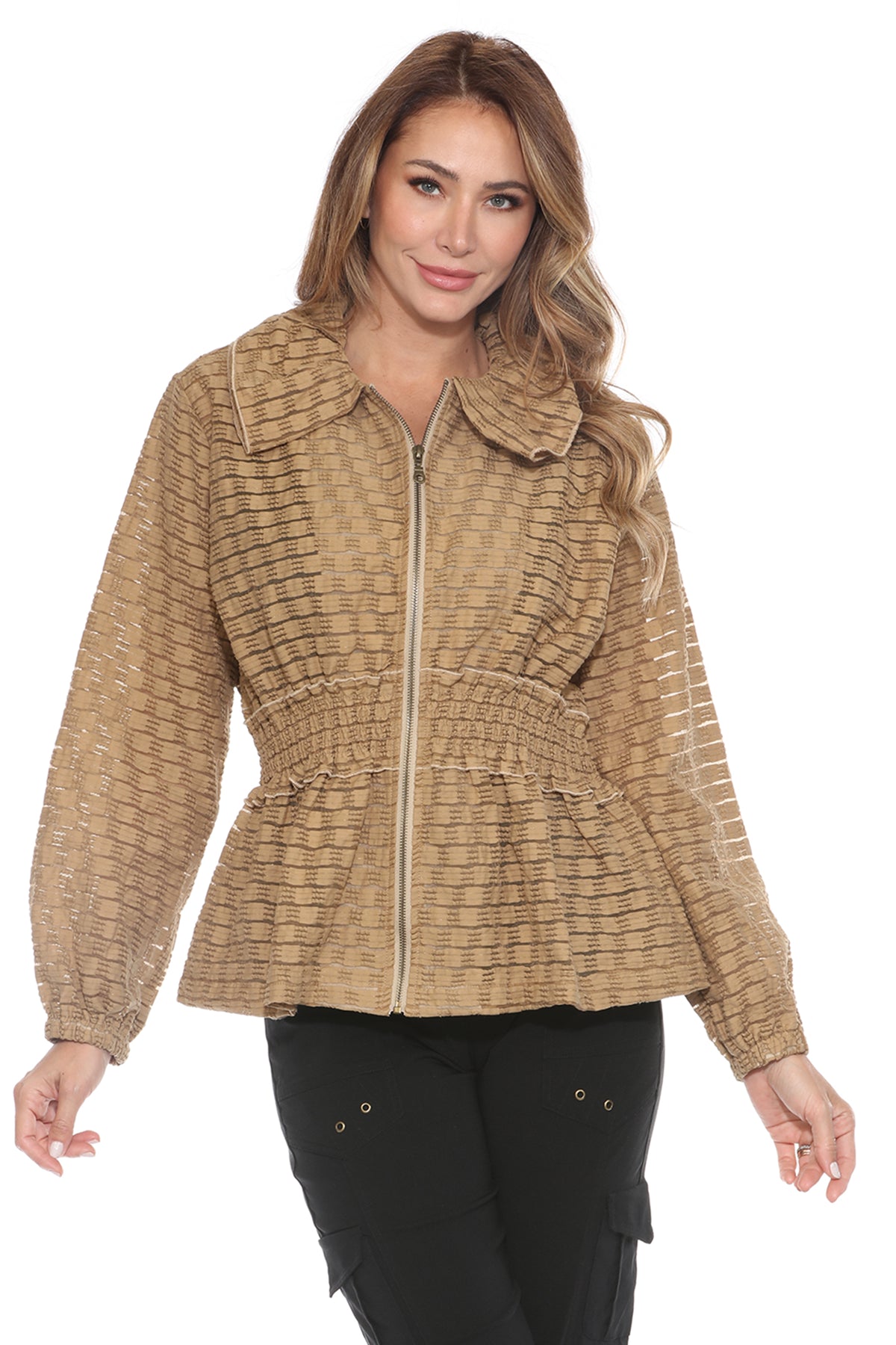 Sheer Textured Zip Jacket - CARINE