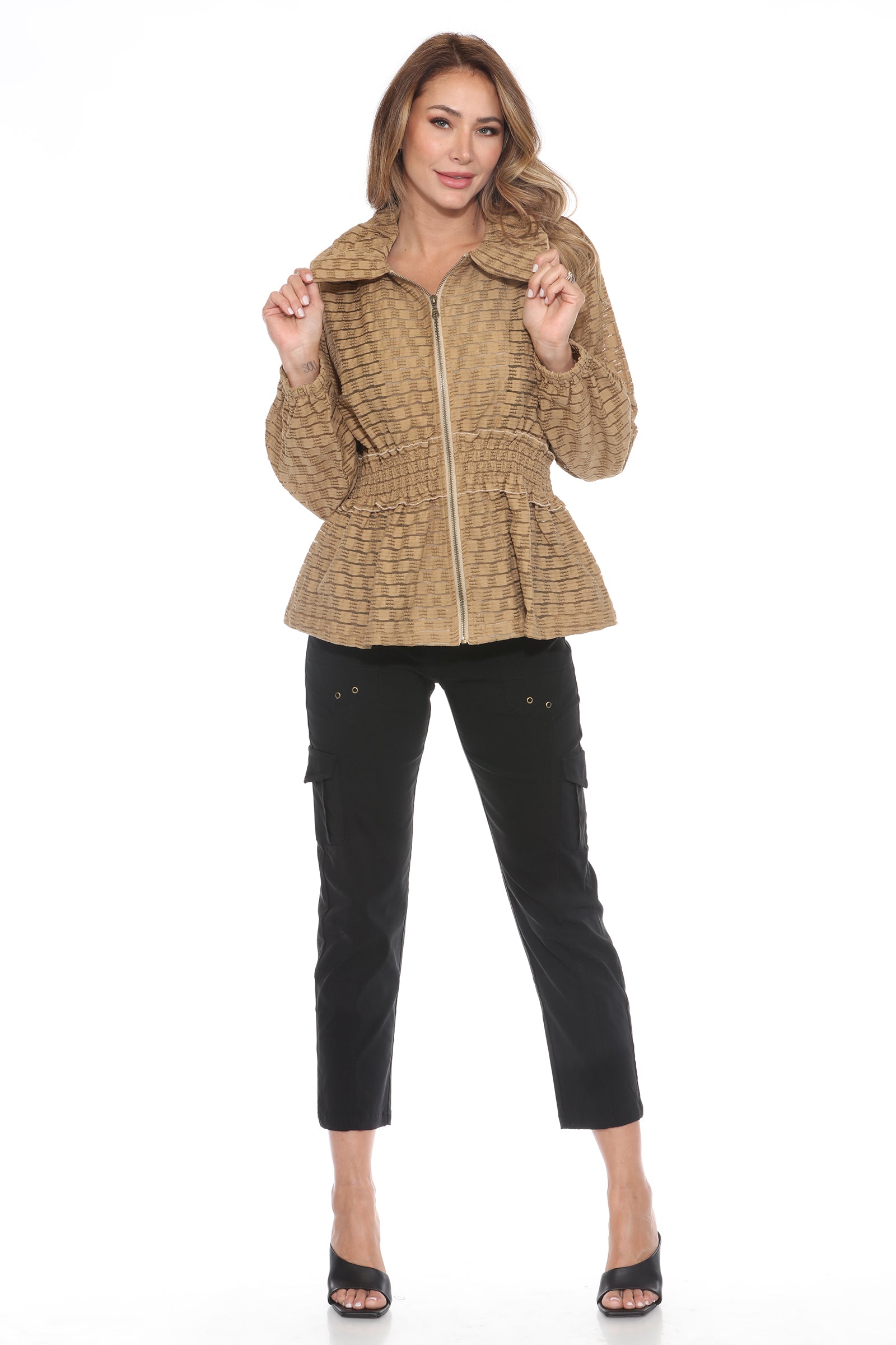 Sheer Textured Zip Jacket