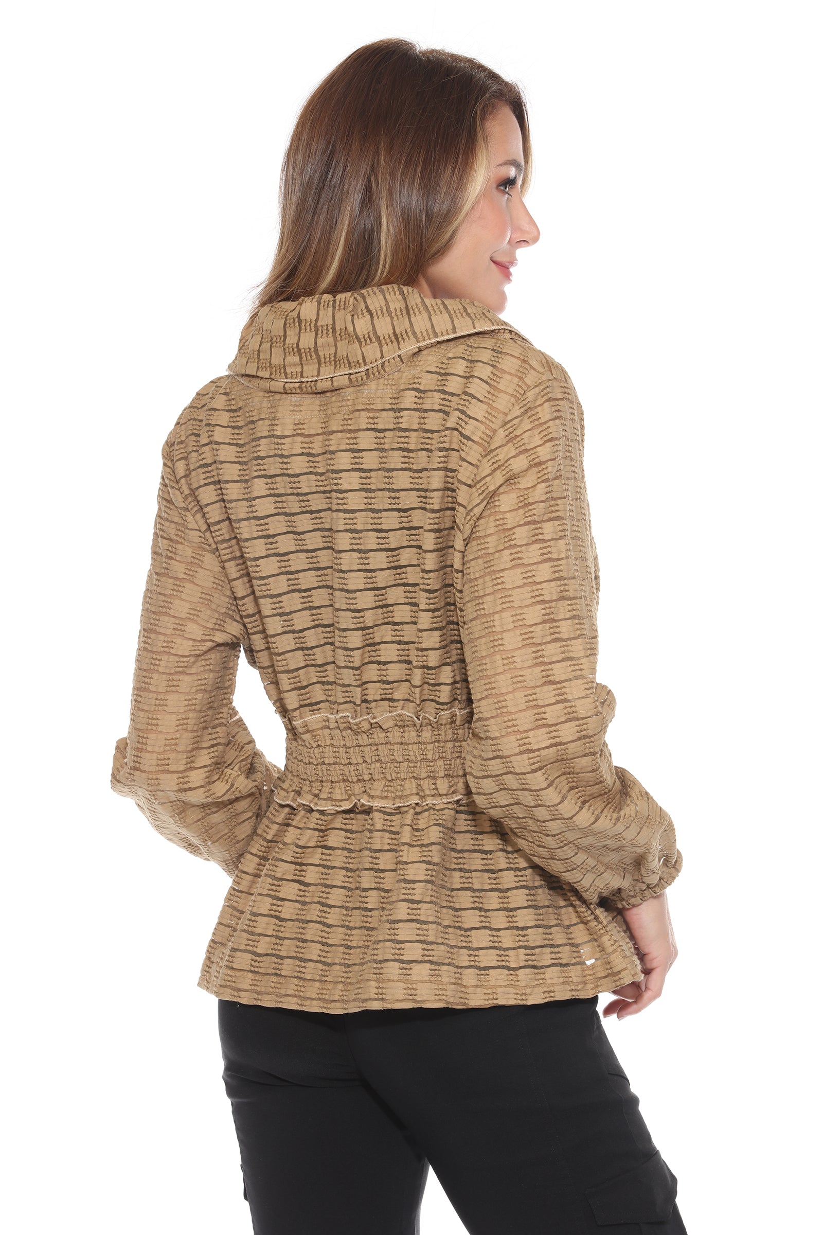 Sheer Textured Zip Jacket - CARINE