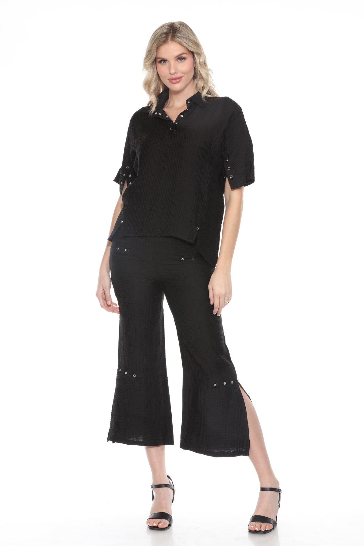Split Hem Pant w/ Rivets - CARINE