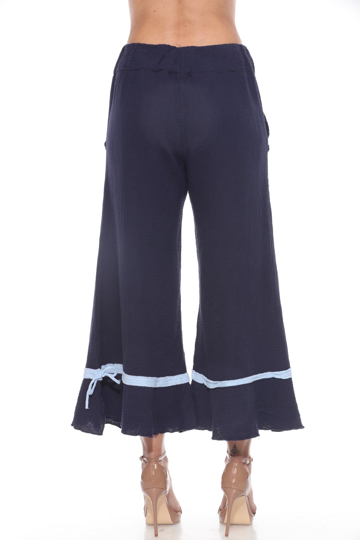 Patchwork Wide Leg Crop Pant - CARINE