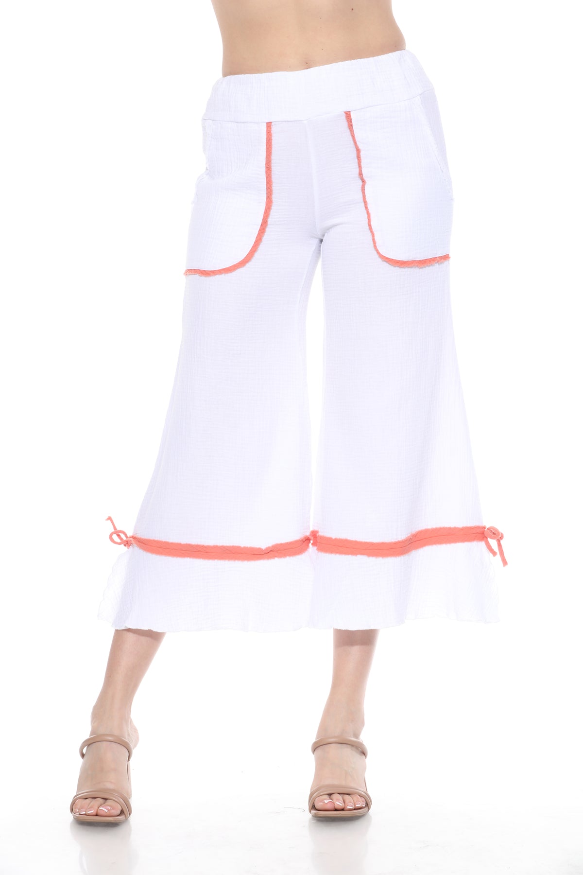 Patchwork Wide Leg Crop Pant - CARINE