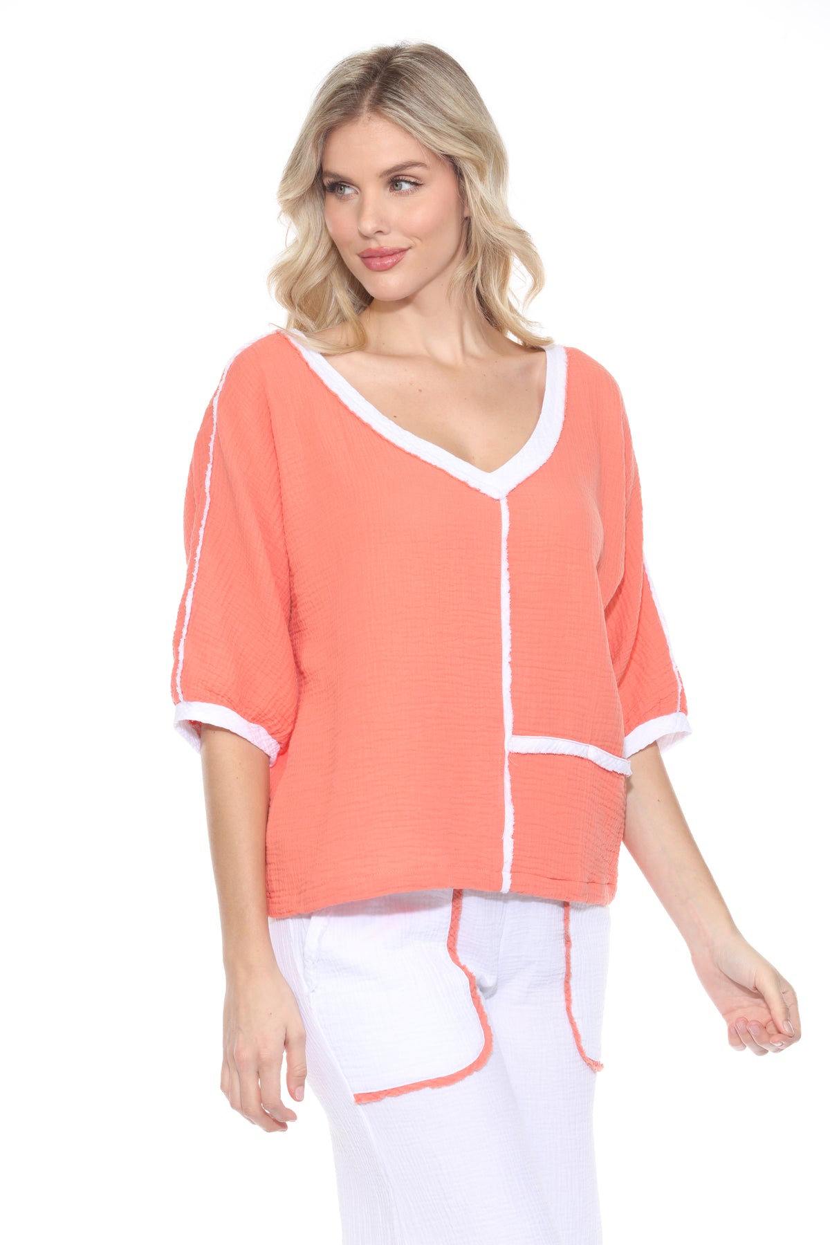 Cotton Patchwork Dolman Top - CARINE