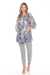 Mesh Wide-Sleeve Button Jacket - Marble Flow
