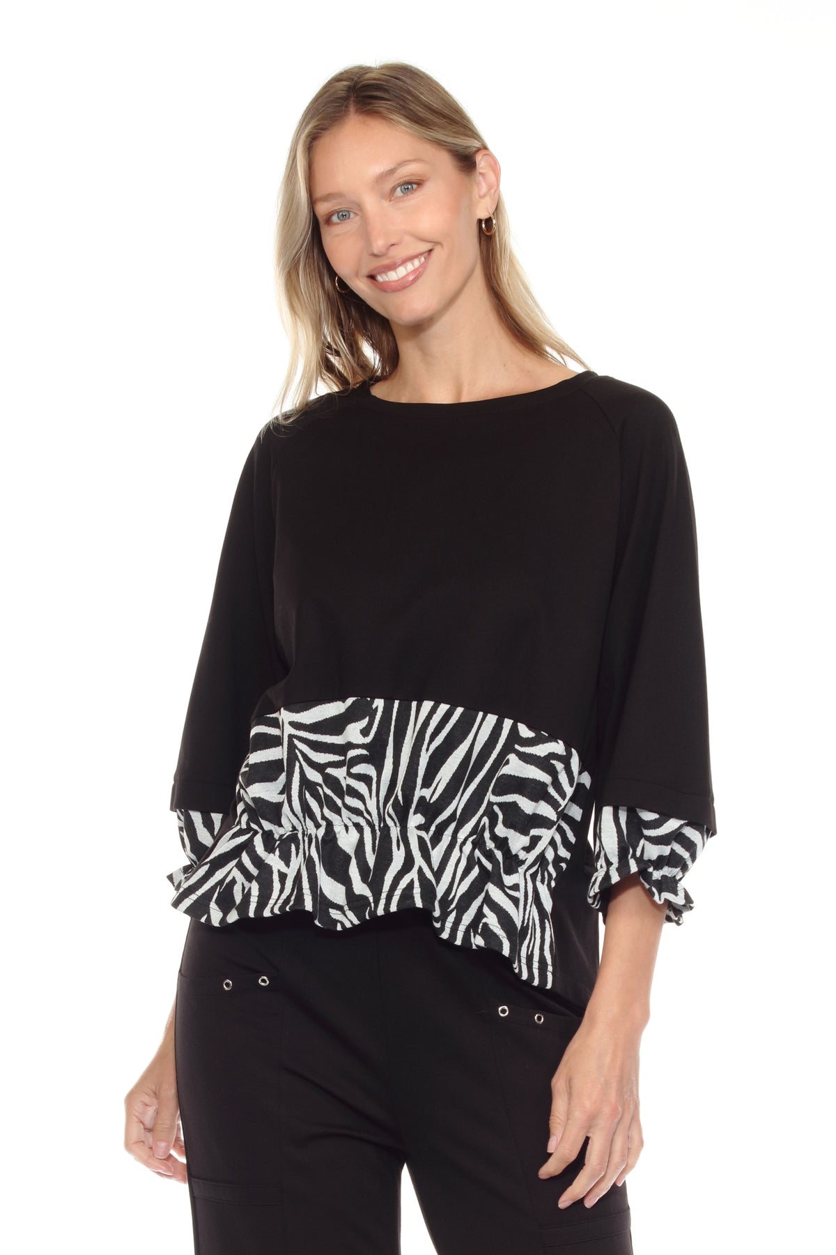 Mixed Panel Hi-Low Top - CARINE