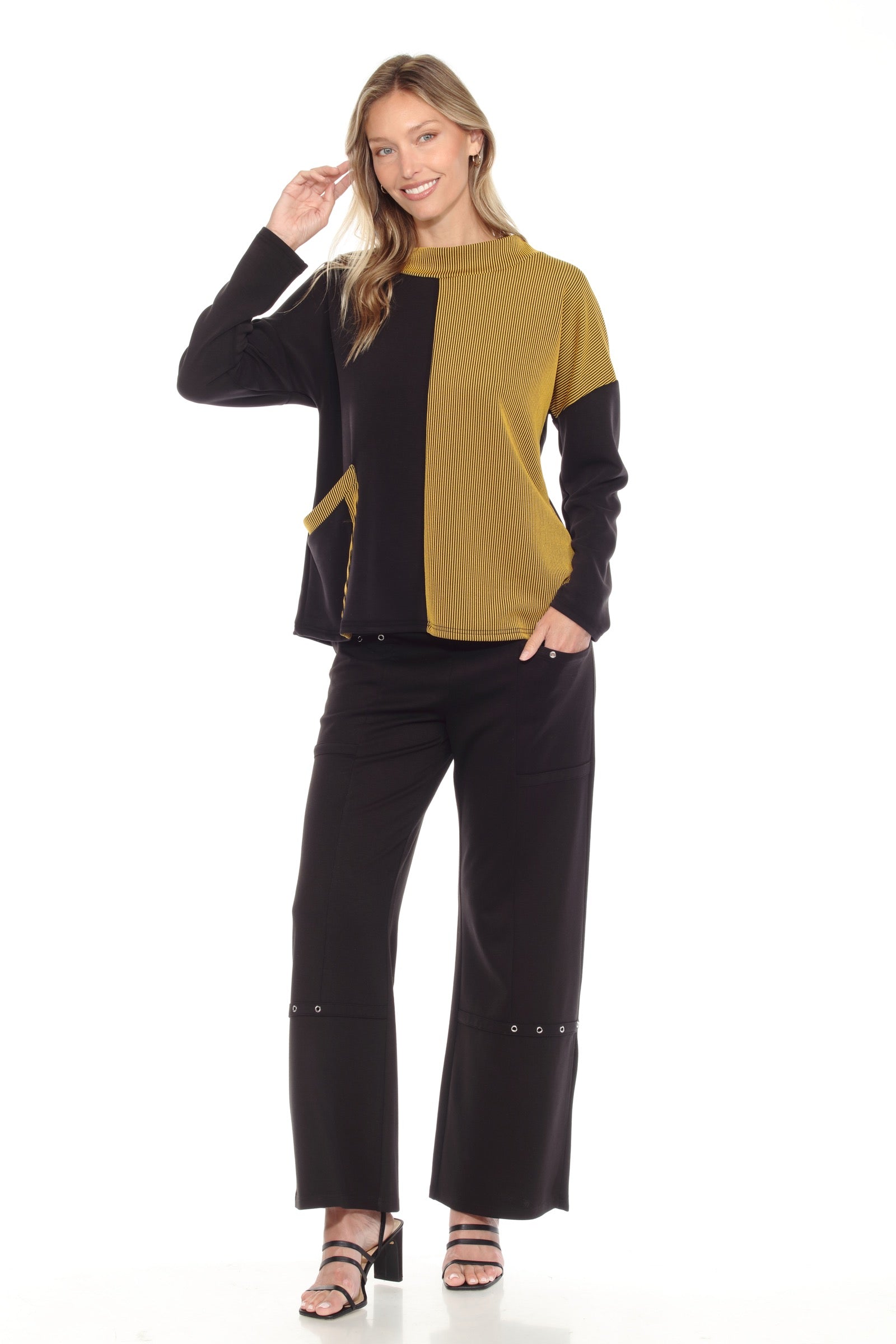 Rib Trim Color Block Pullover