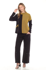 Rib Trim Color Block Pullover