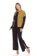 Rib Trim Color Block Pullover