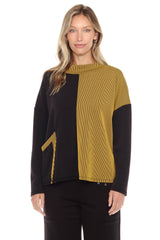 Rib Trim Color Block Pullover - CARINE