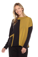 Rib Trim Color Block Pullover