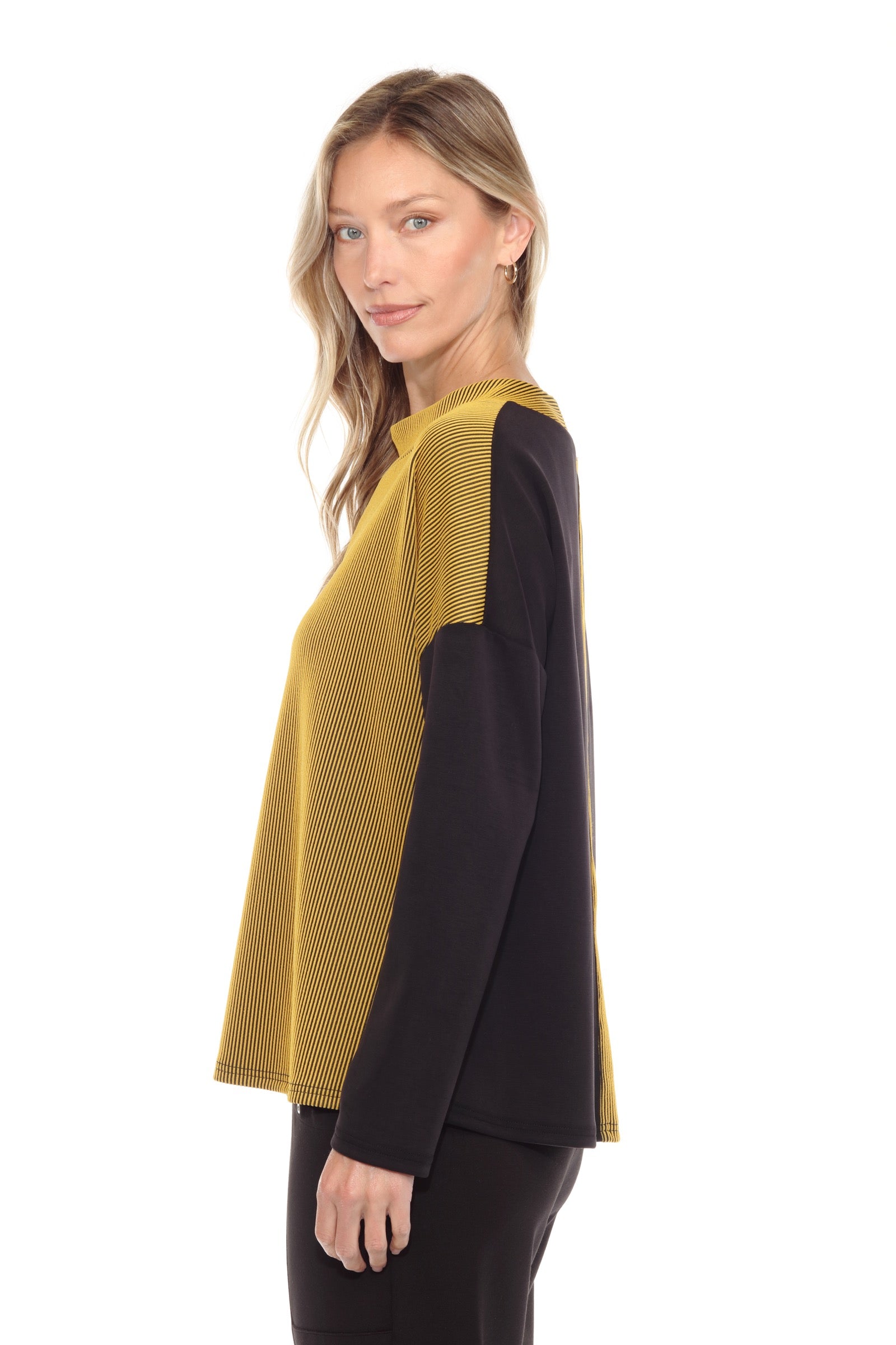 Rib Trim Color Block Pullover