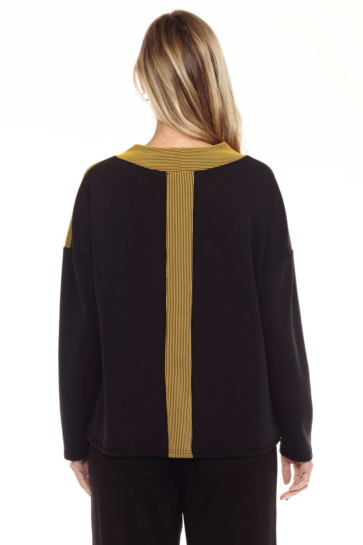 Rib Trim Color Block Pullover - CARINE
