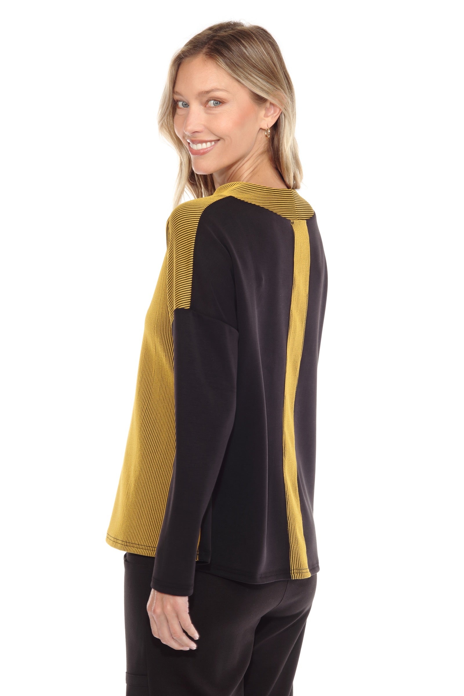Rib Trim Color Block Pullover