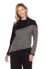 Cowl Neck Pullover w/ Faux Trim