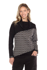 Cowl Neck Pullover w/ Faux Trim