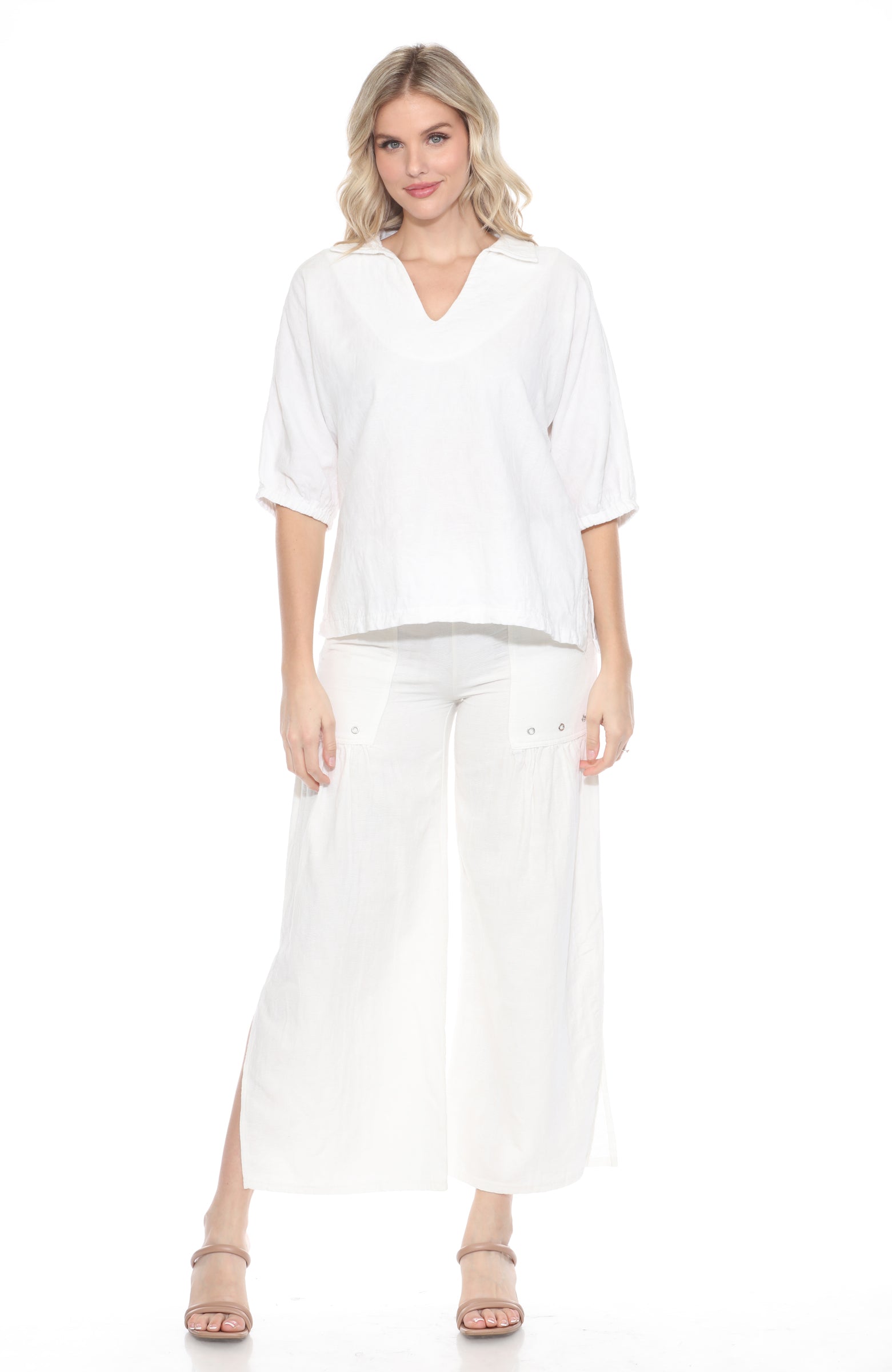 Textured Split Neck Top