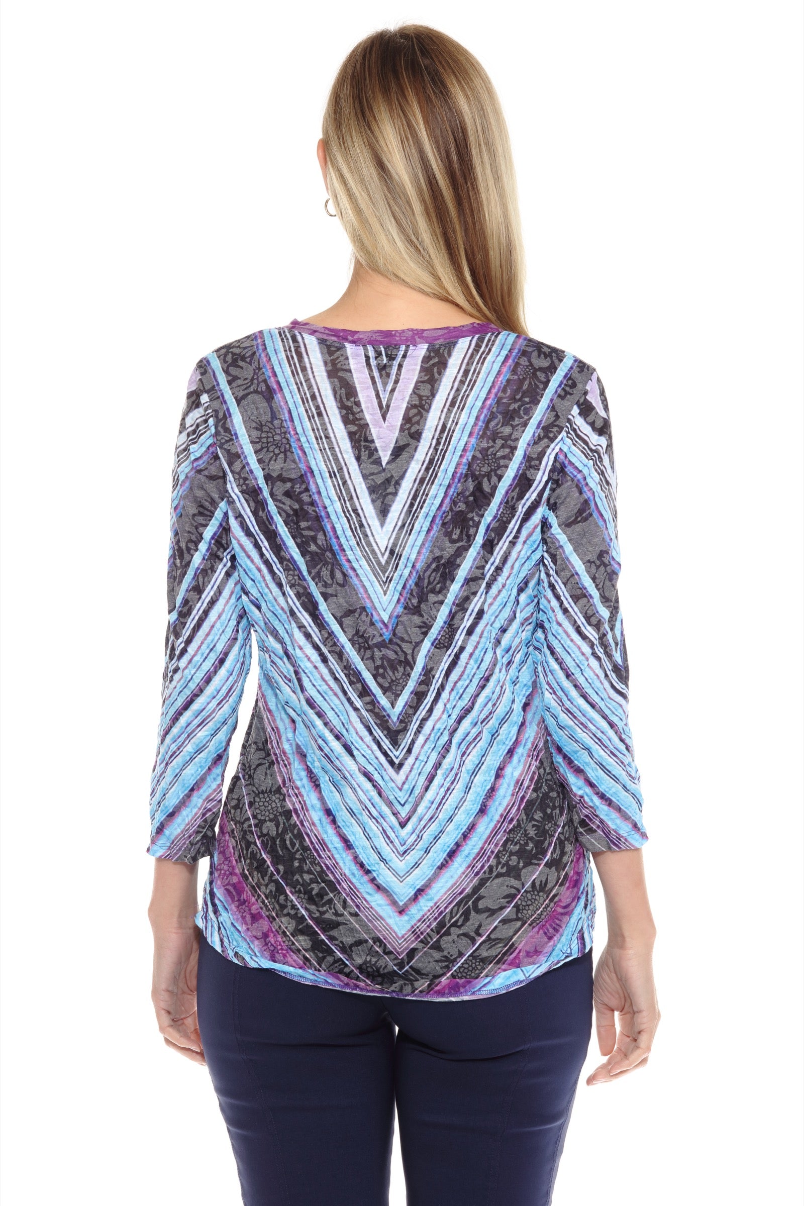 V-Neck Top - Prism Streak - CARINE