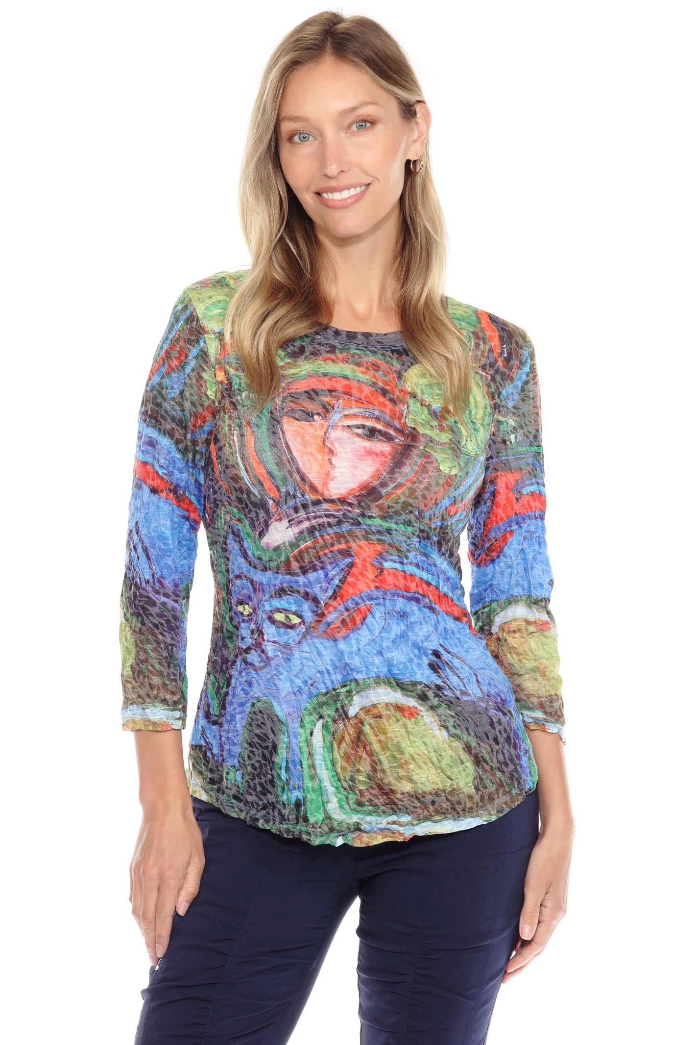 Round-Neck Top - Feline Palette - CARINE