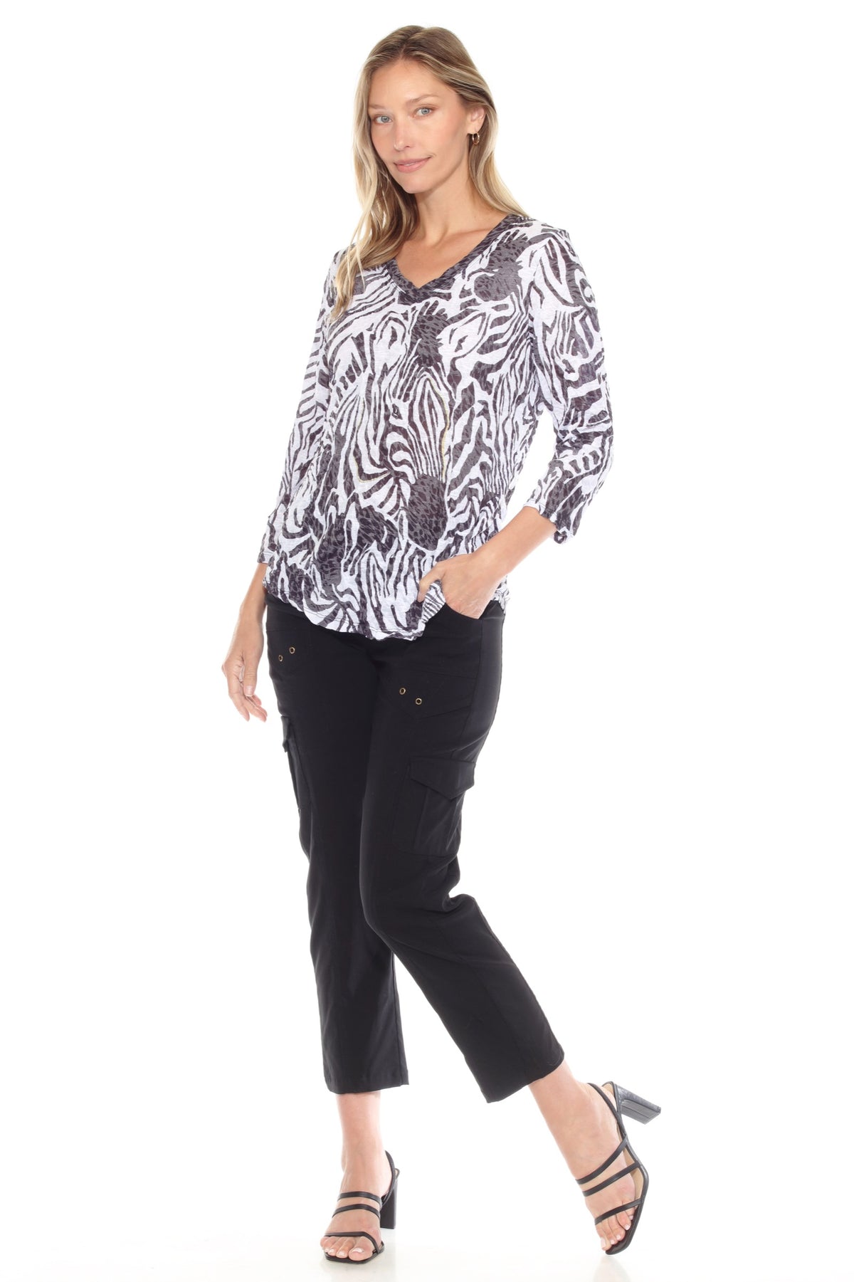 V-Neck Top - Bold Zebra - CARINE