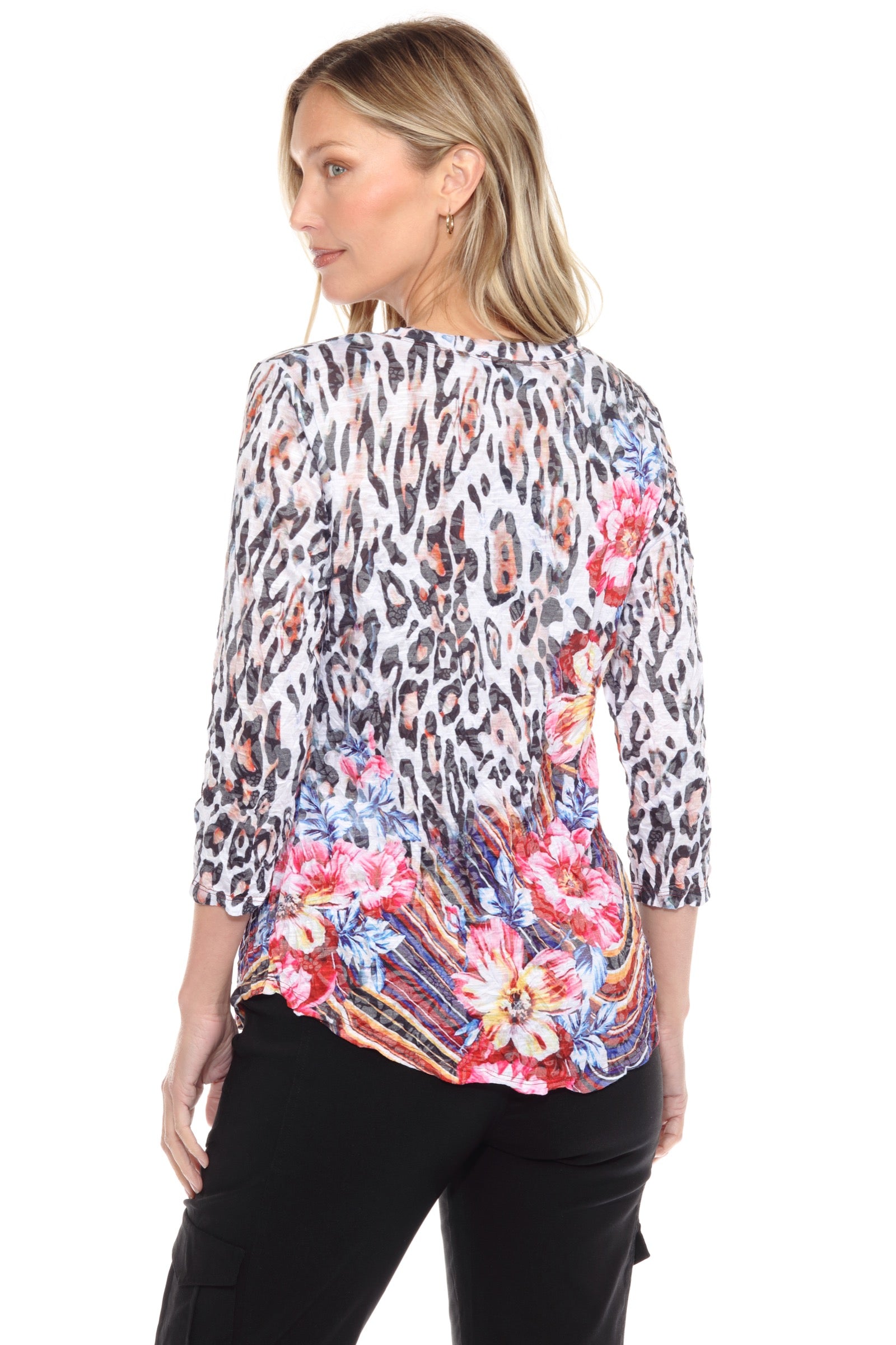 Round-Neck Top - Leopard Petals - CARINE