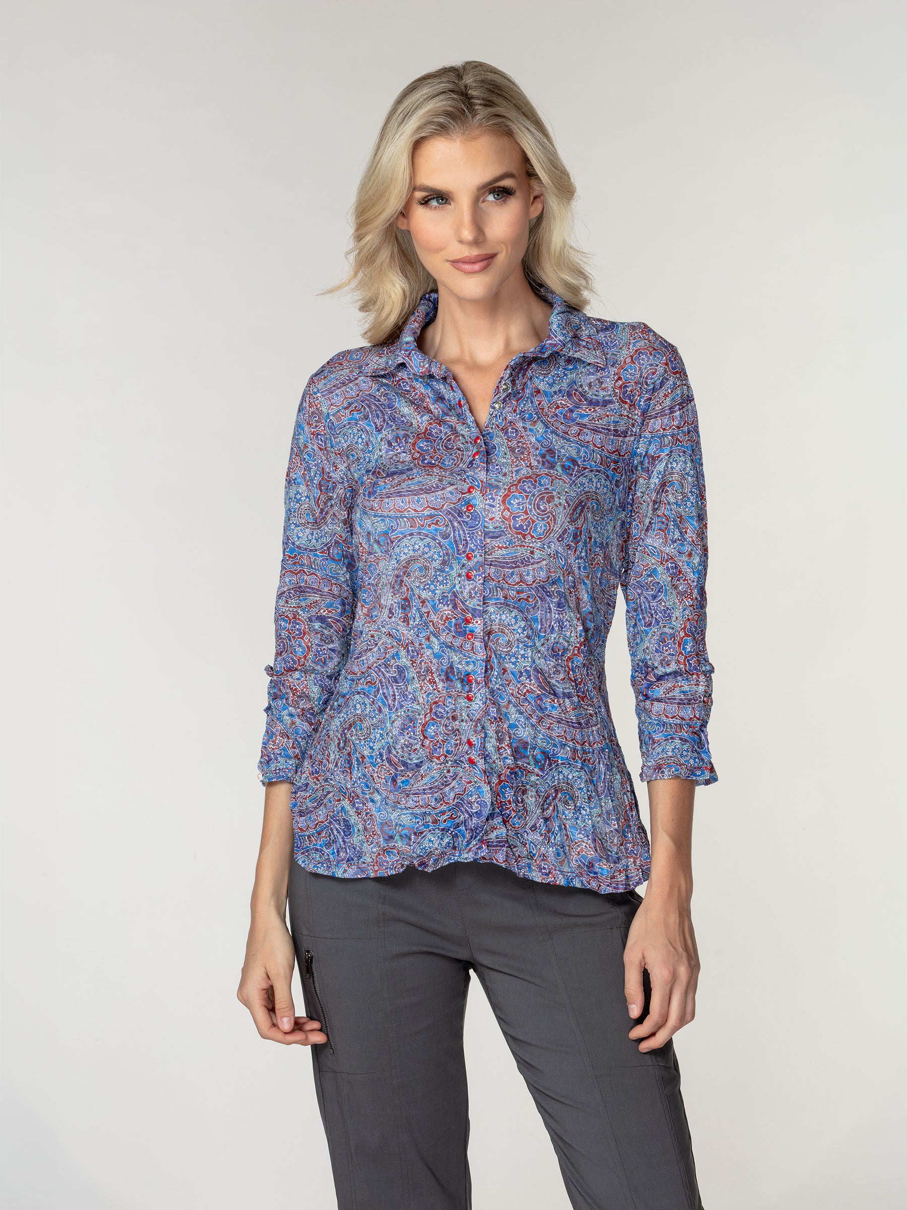 Sabrina Shirt - Indigo Paisley