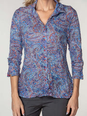 Sabrina Shirt - Indigo Paisley