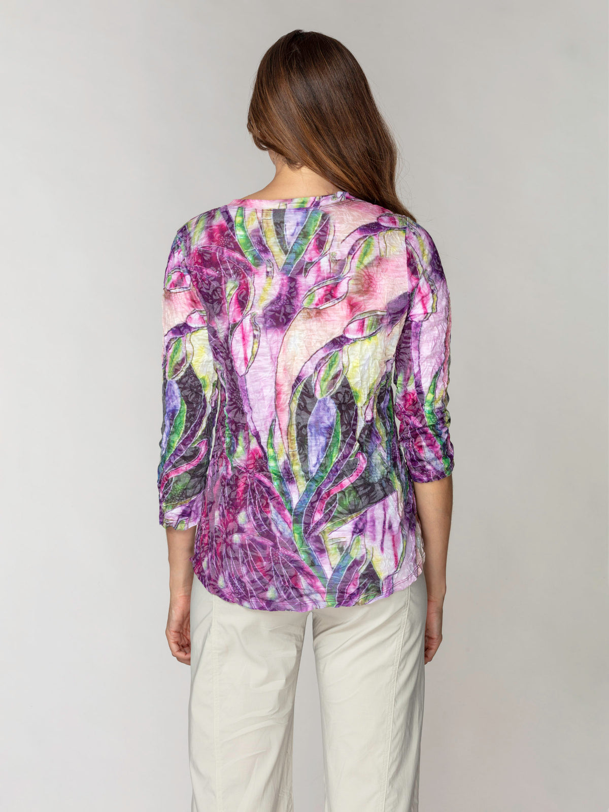 V-Neck Top - Violet Lilies