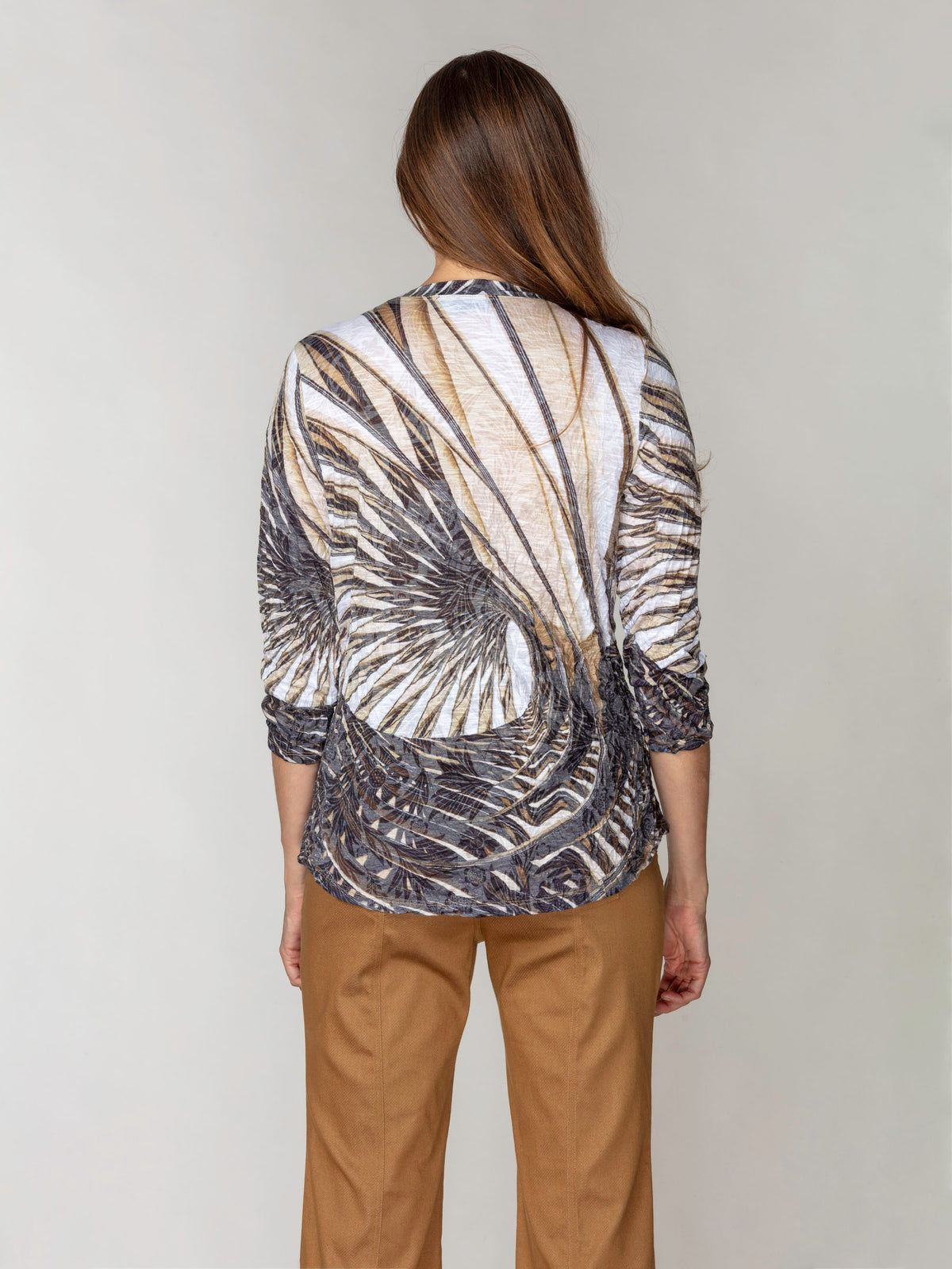 V-Neck Top - Ivory Fronds