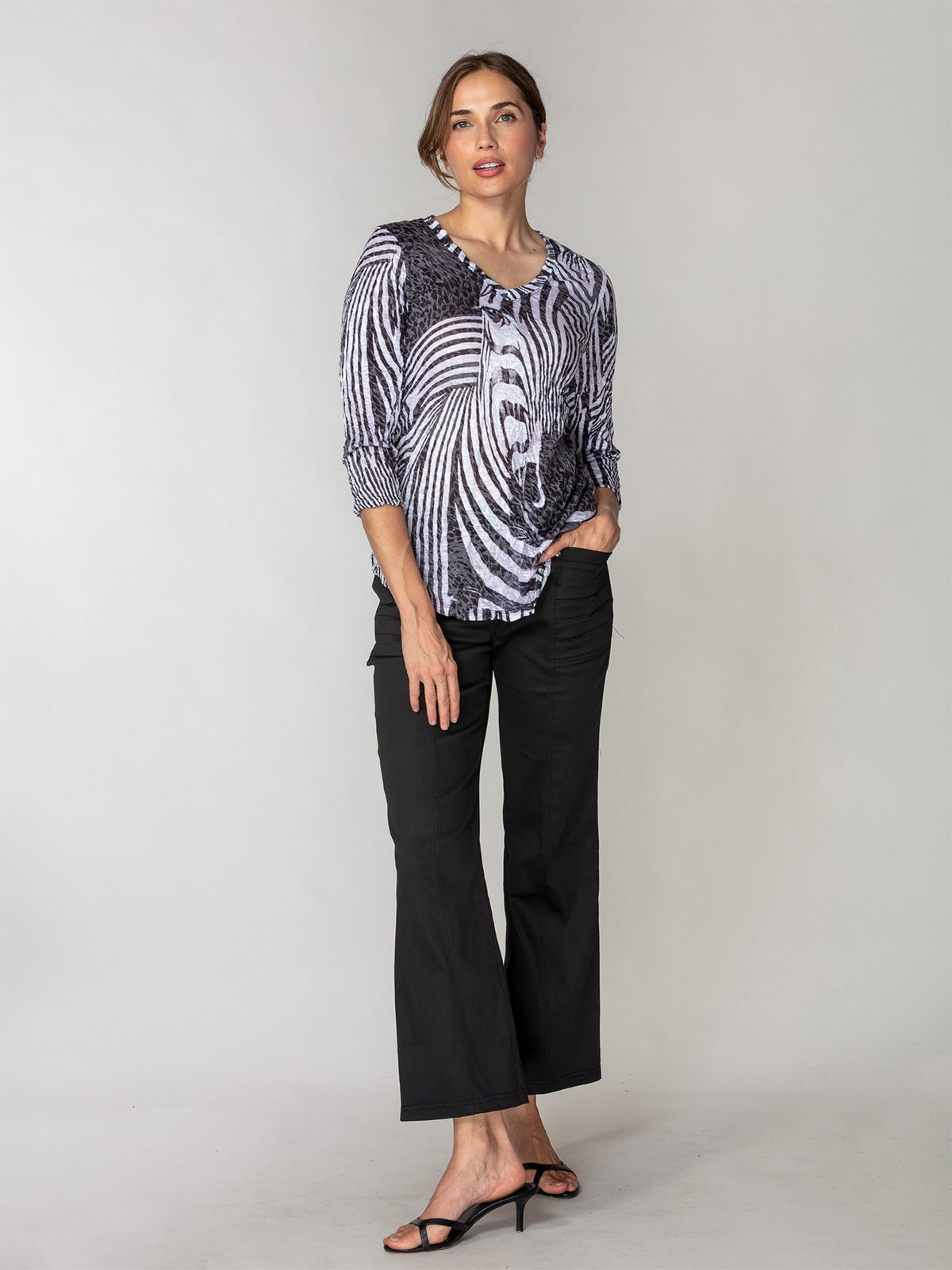 V-Neck Top - Zebra Gaze