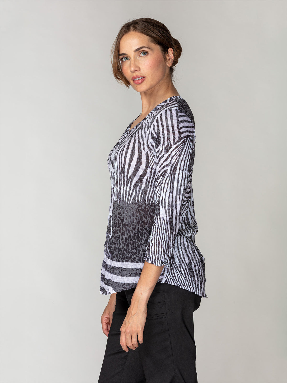 V-Neck Top - Zebra Gaze