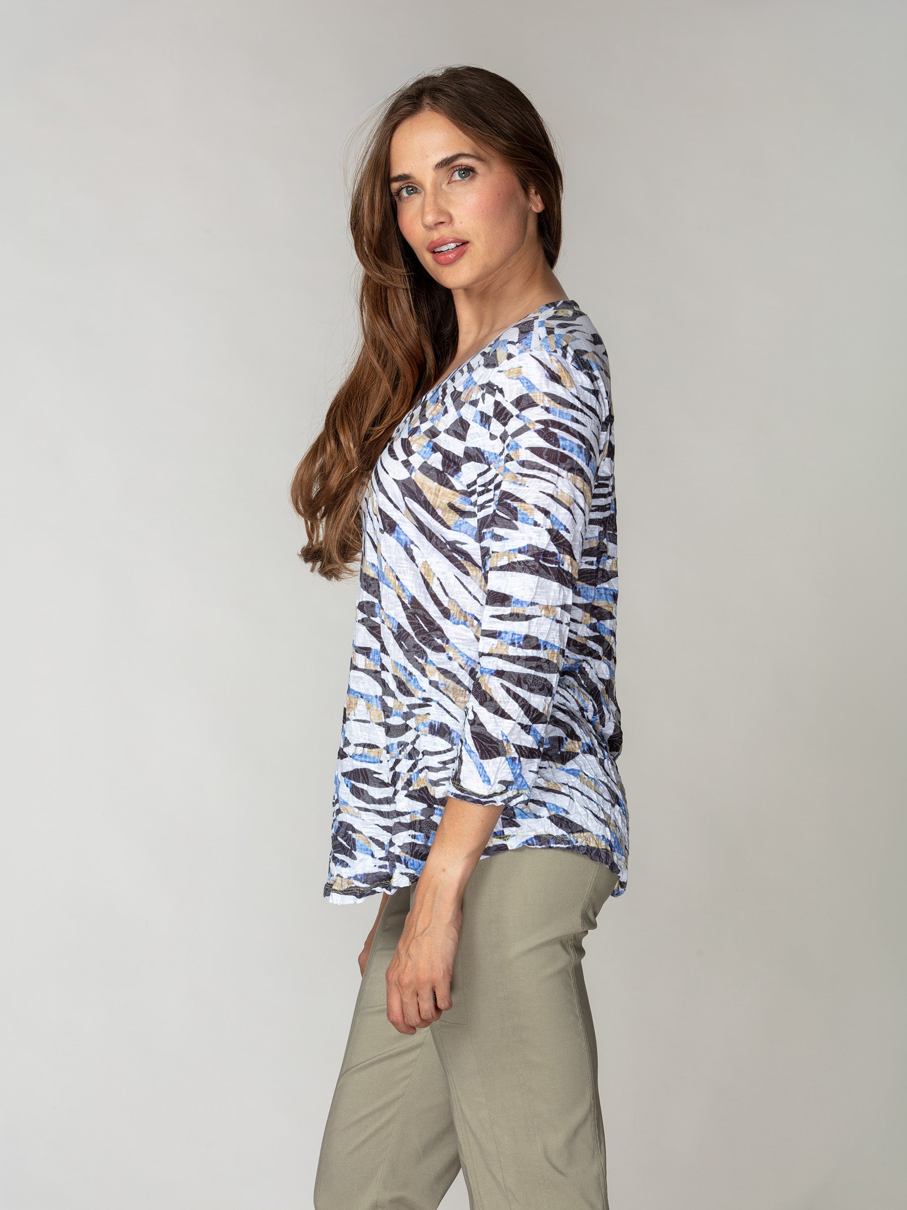 V-Neck Top - Drift Stripes