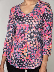 V-Neck Top - Rose Blots