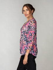 V-Neck Top - Rose Blots